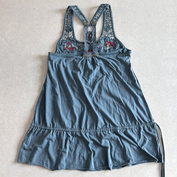 NWT Free People Embroidered Cutaway Tank in Ocean ASO Alex Russo - Picture 9 of 12